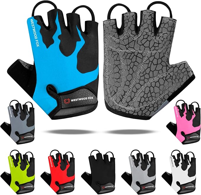 WESTWOOD FOX Cycling Gloves Half Finger Unisex Padded Grips Palm Bicycle Summer MTB Bike Gloves for Men Women Non-Slip Fin...
