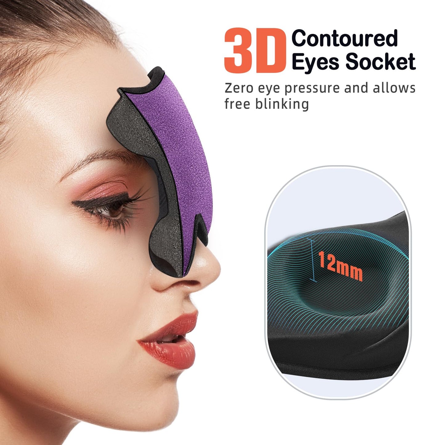 LitBear Sleep Mask for Side Sleeper Women Men, Eye Mask for Sleeping Light Blocking, 3D Contoured Cup Sleeping Mask, Soft Breathable Sleep Eye Mask with Adjustable Elastic Strap for Flight Nap