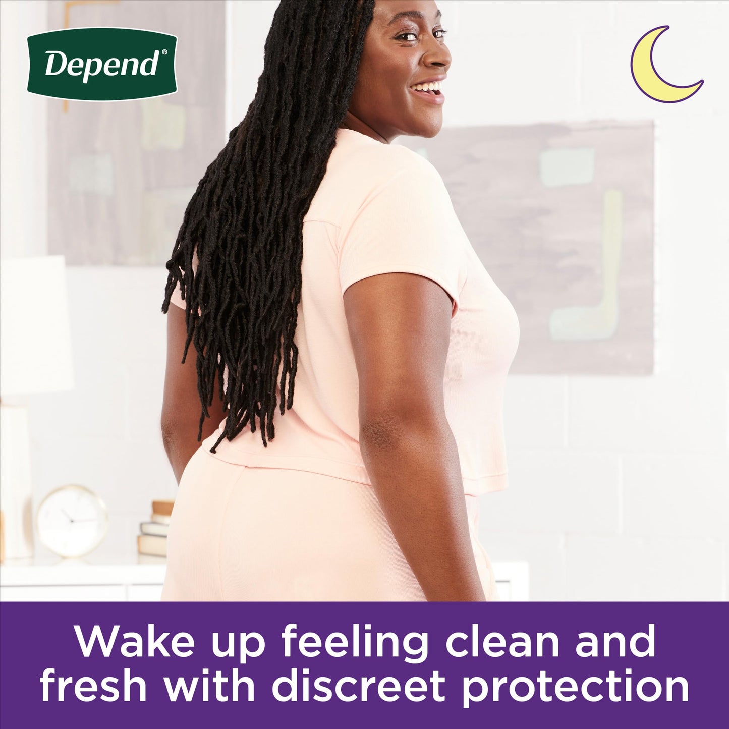 Depend Night Defense Adult Diapers, Incontinence & Postpartum Bladder Leak Underwear for Women, Disposable, Overnight, Medium, Blush, 24 Count, Packaging May Vary