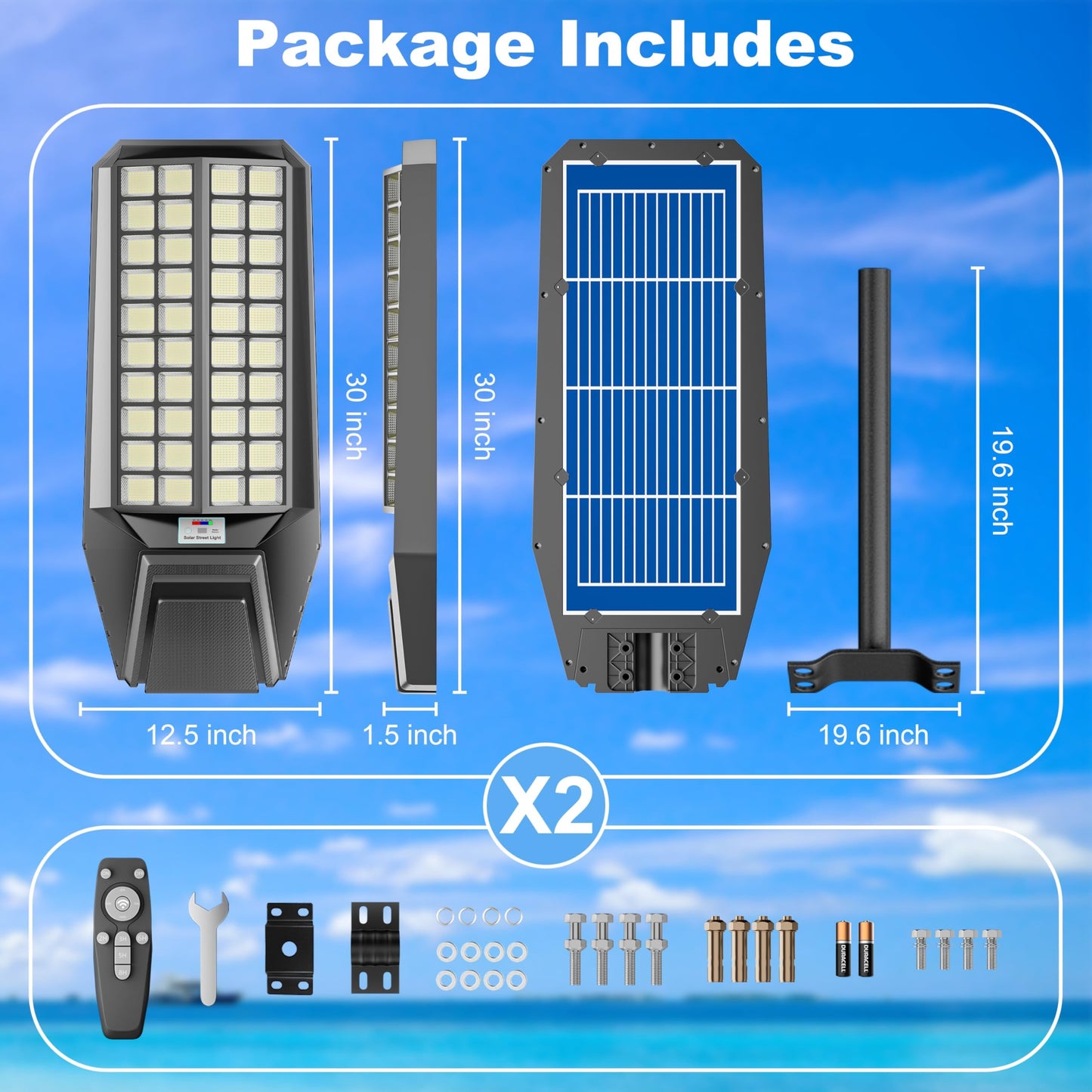 Loyoele Utral-Large Solar Street Light Solar Flood Lights Outdoor Waterproof Motion Sensor Led Lights Dusk To Dawn Lights With Remote  Solar-Powered Parking Lot Light Commercial Area Lighting