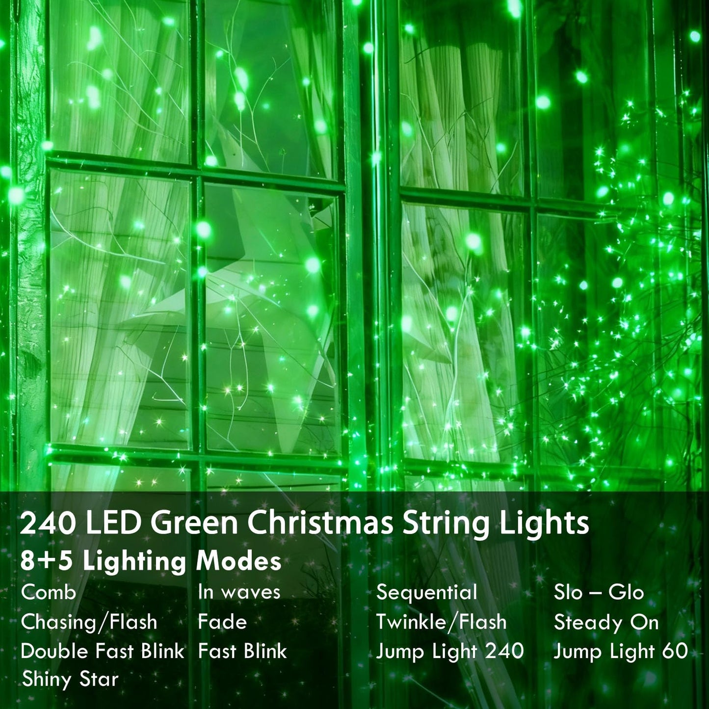 88Ft 240Led Extra-Long Connectable String Lights Indoor Outdoor Clear Wire  Green Christmas String Lights  Plug In Twinkle Fairy Light With Timer For Wedding Patio Tree Yard Christmas Decorations