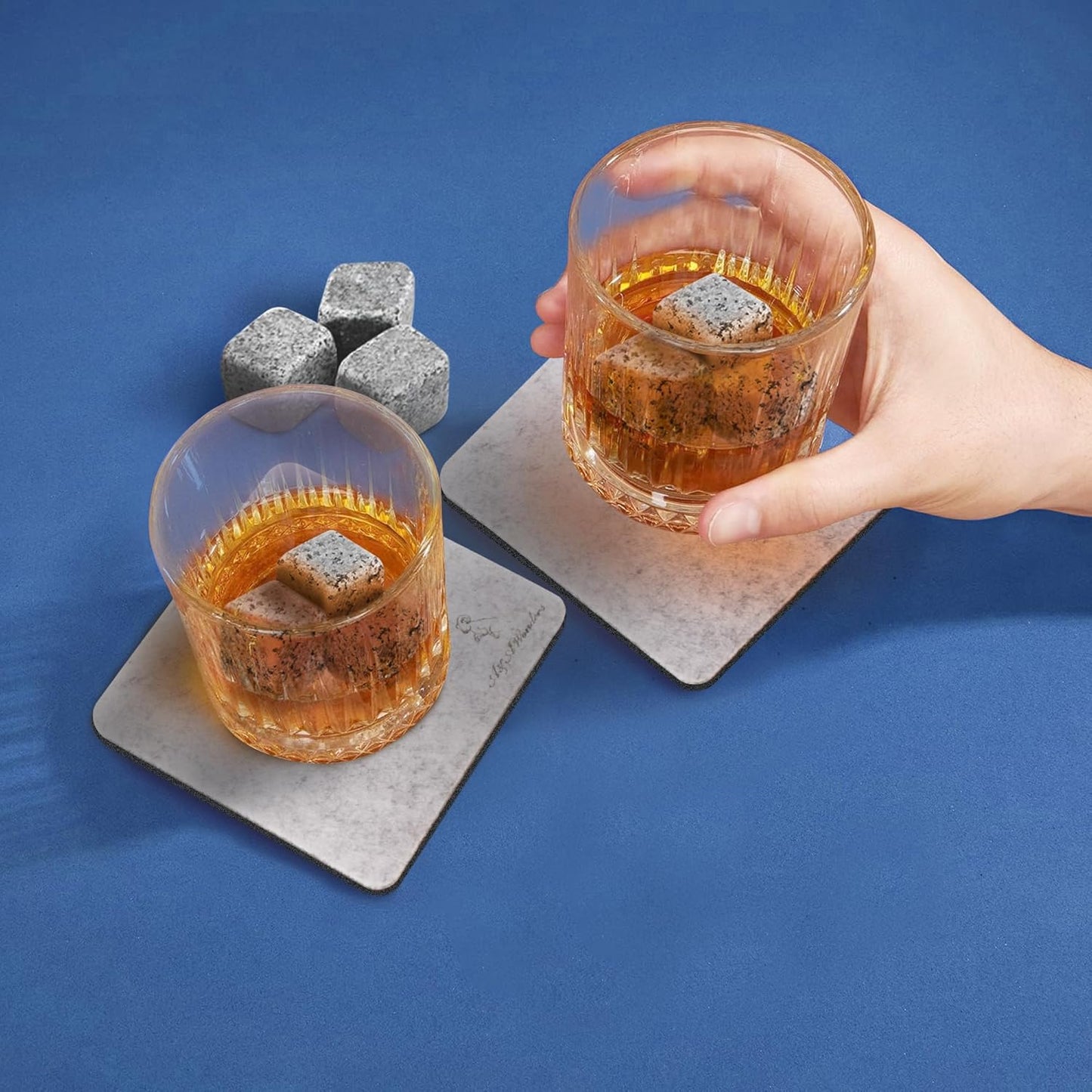 A&A Wonders Premium Felt Coasters for Drink, Two-Tone Reversible, Absorbent Felt Protects Furniture, Table, Anti Slip, Suitable for Drinks & All Table Types (Light Gray/Dark Gray, Square 18 Pack)