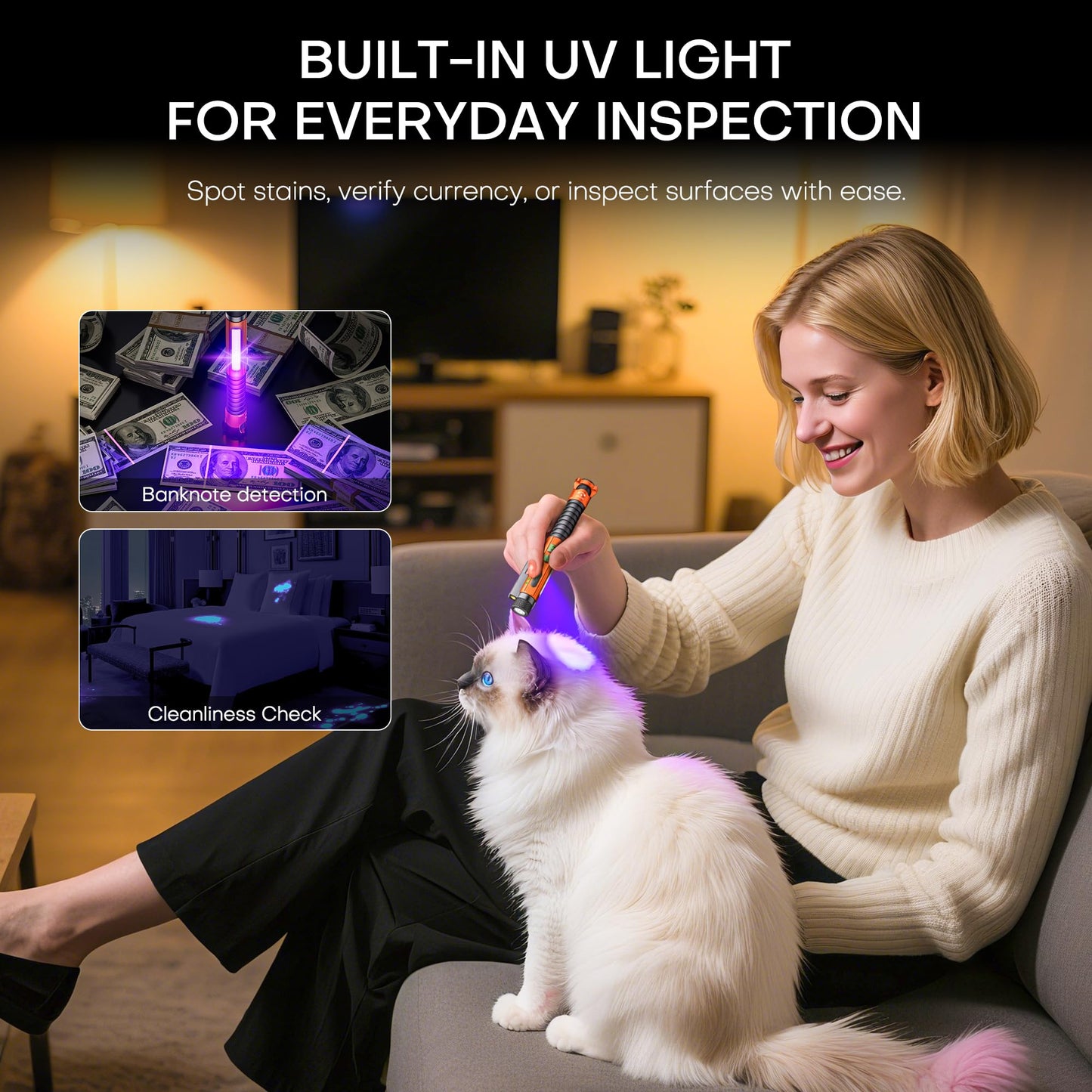 Pasiion Edc Flashlight Rechargeable 800 Lumen Small Flashlight With Magnetic Clip & Base  11 Modes Led Flashlight Glass Breaker&Bottle Opener  Usb-C Flashlight For Working Home And Emergency