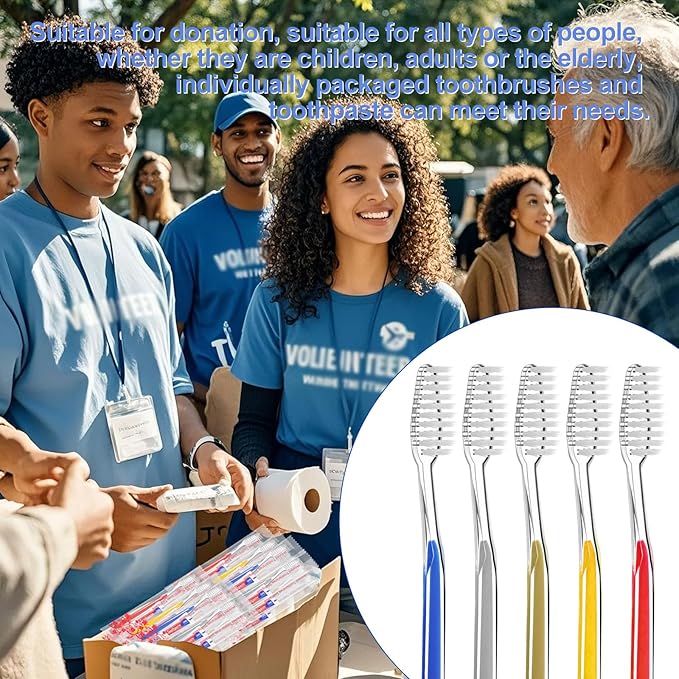 50pcs Disposable Toothbrushes with Toothpaste (5 Colors)