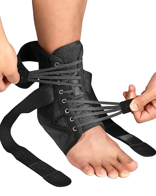 Fitomo Quick Lace Up Ankle Brace for Women Men with Removable Side Splints, Adjustable Ankle Support for Sprained Ankle In...