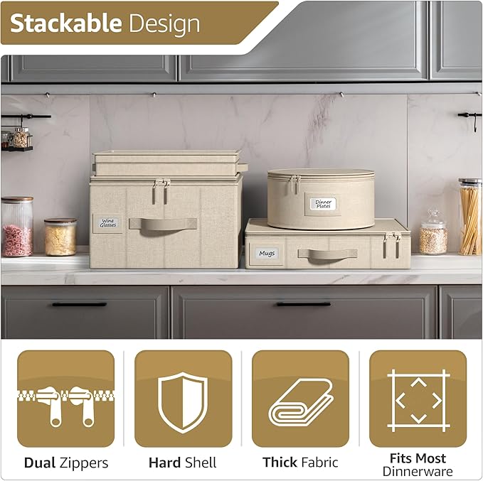 Sorbus Coffee Mug Organizer - Storage Box with Hard Shell, Handles, & Dividers - Fits 12 Mugs
