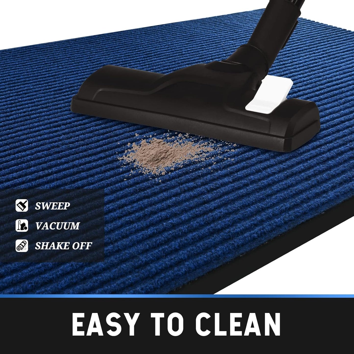 Profile Rubber Door Mat, 72x48inch, Heavy Duty, Entrance Doormat, Indoor and Outdoor, Waterproof, Easy Clean Shoe Scraper, Home Rug Welcome Mats for Entryway, Patio, Porch(Blue)