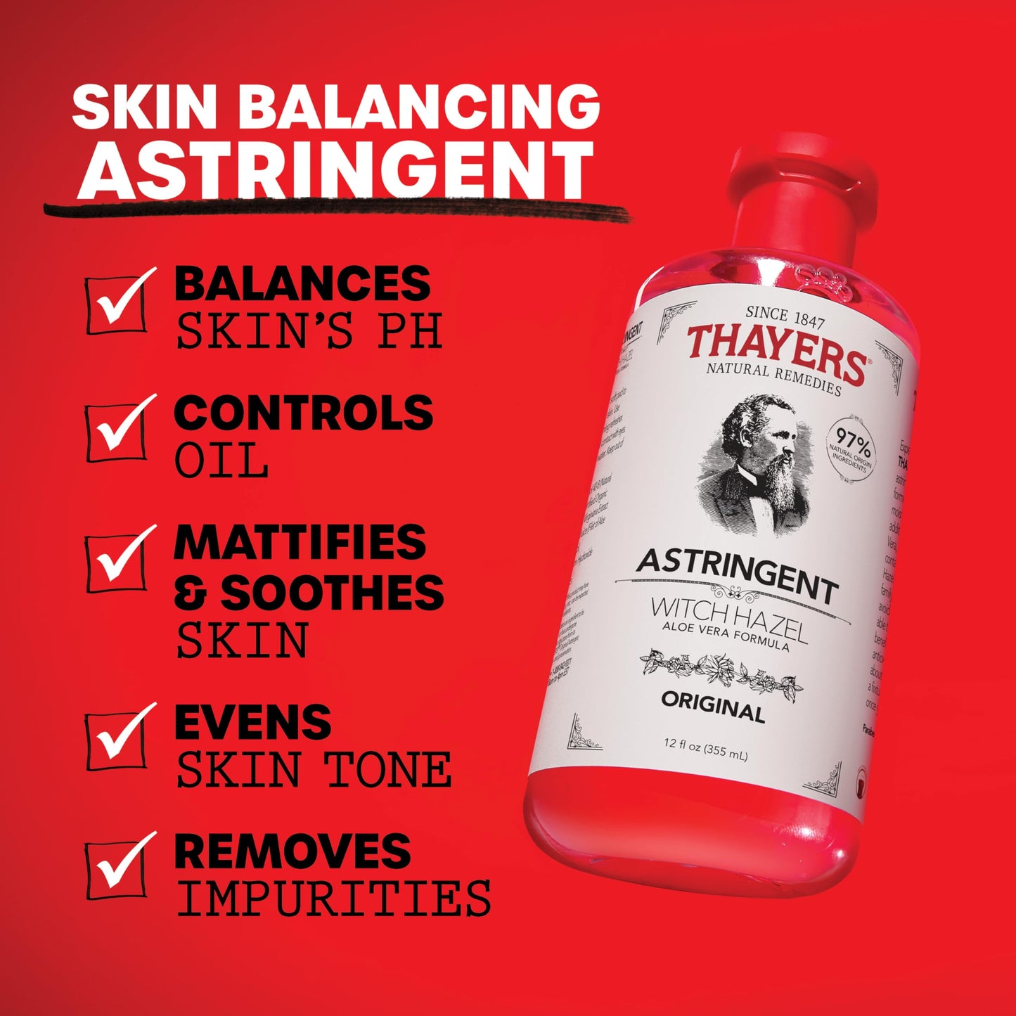 Thayers Witch Hazel with Aloe Vera, Original Astringent 12 oz (Pack of 3)