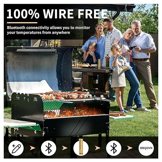 Wireless Meat Thermometer Digital, 777ft Long Range Bluetooth Meat Thermometer for Turkey, Smart Food Thermometer for Oven, Grill, Smoker, BBQ, Air Fryer, App Remote Monitor (Upgrated)
