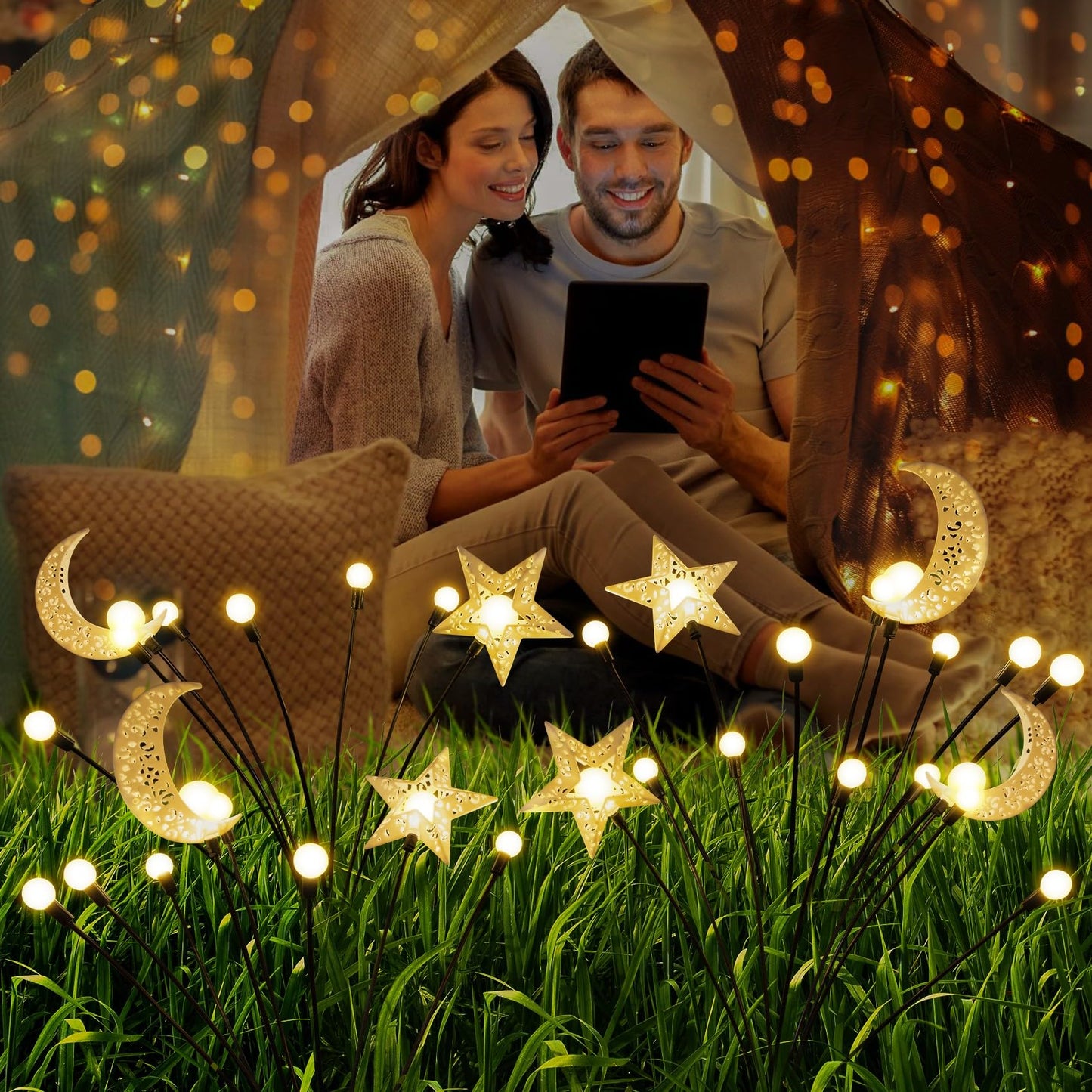 TAKE ME Solar Firefly Lights - Waterproof Pathway Decor, 2 Packs, Warm White, Model TAKE ME-369001