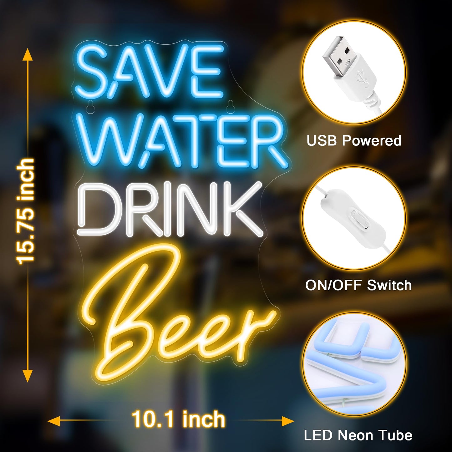 Kavaas Save Water Drink malt-inspired Neon Sign  Neon malt-inspired Signs For Man Cave  Home Bar  Pub  Wall Decor - Best Gifts For malt-inspired Lovers  Birthday  Christmas