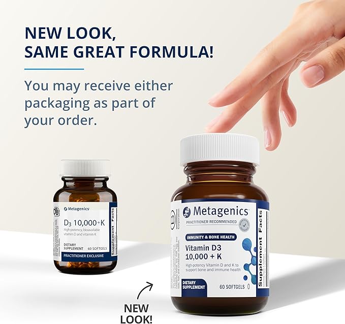 Metagenics Bundle - UltraFlora Balance & D3 10,000 + K - 120 Capsules of UltraFlora Balance for Digestive Health - 60 Softgels of D3 10,000 + K for Immune Support, Bone Health & Heart Health