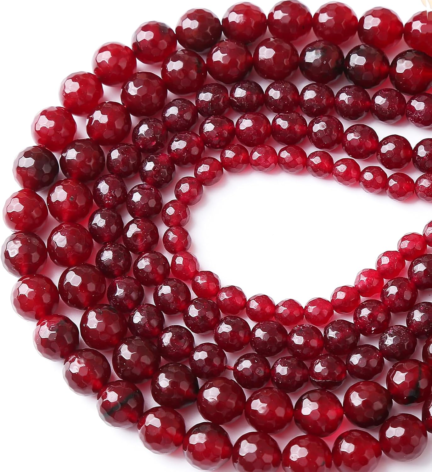 45pcs 8mm Faceted Red Jade Gemstone Beads Natural Stone Round Loose Spacer Beads for Jewelry Making DIY Bracelet Necklace 1 Strand 15inch