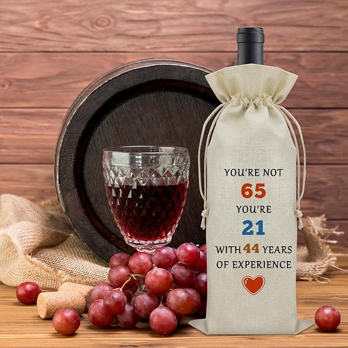 Funny 65th Birthday Gifts Wine Bag Birthday Gifts for Sister 65 Years Old Gifts for Someone Born in 1959 Wine Bottle Decoration Bag Turning 65 Gifts Wine Accessories Gifts for Wine Lovers