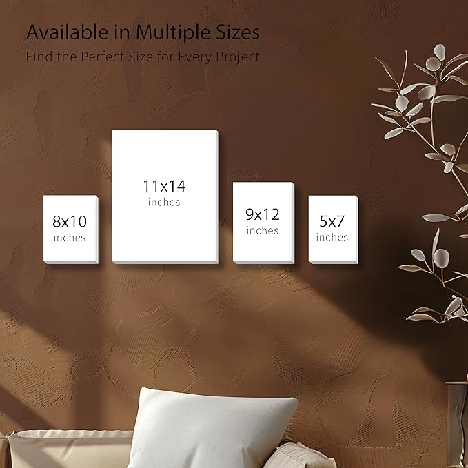Bianyo 9x12 Inch Canvas Panels for Painting – 12 Pack, 100% Cotton, Triple Primed & Acid-Free, Art Boards for Acrylic & Oil Paints, Ideal for Artists, Students, Hobbyists & Beginners