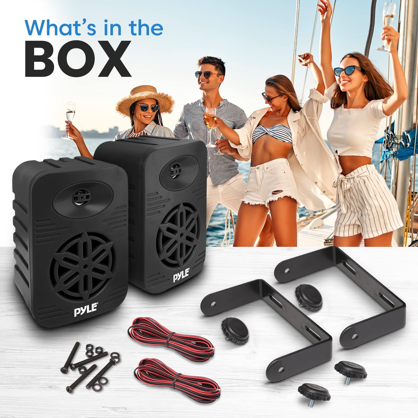 Pyle Indoor Outdoor Speakers Pair - 300 Watt Dual Waterproof 4    2-Way Full Range Speaker System W/ 1/2    High Compliance Poly