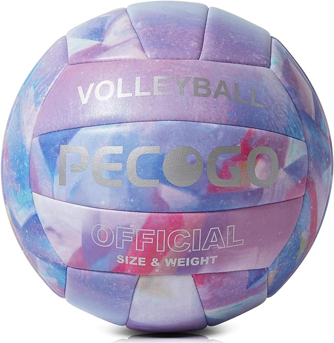 PECOGO Volleyball Size 5 PU Leather Soft Indoor Outdoor Volleyballs Sports Training Game Play Ball for Beginner, Teenager,...
