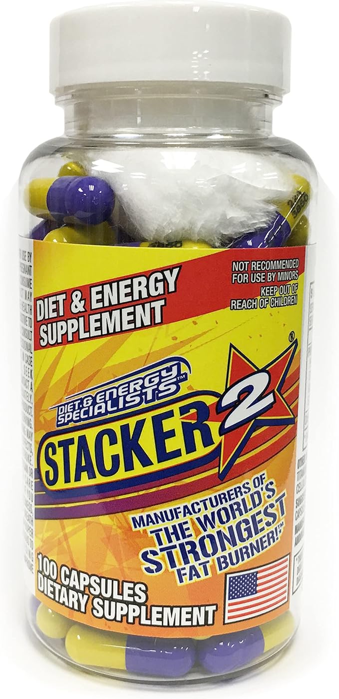 Stacker 2 Fat Burner Capphedra Free, 100-Count Bottlesules, E
