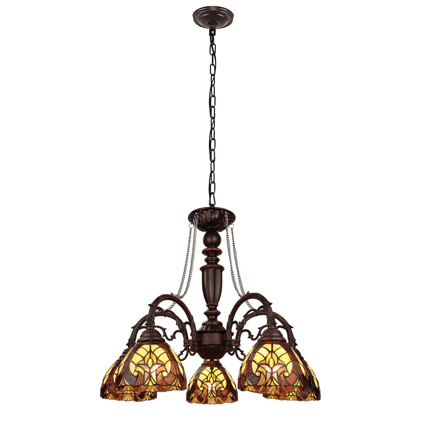 Chloe Lighting Liaison 5-Light Chandelier Antique Dark Bronze 27in Wide Glass Multicolor Model CH18780VI27-DC5