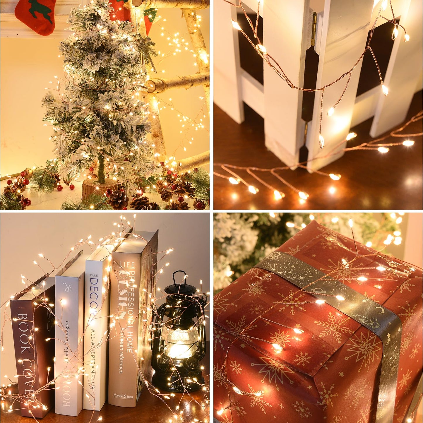 Dailyart Fairy Lights Plug In  3000 Led Cluster Lights With Timer 195Ft Waterproof Warm Twinkle String Light With Remote For Bedroom Wreath Garland Window Wedding Christmas Tree Decoration Gold Wire