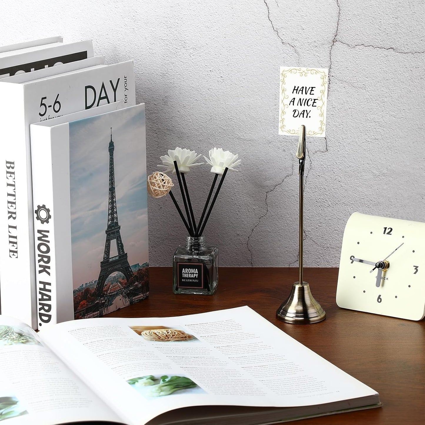 Skyygemm 12 Pcs Table Number Holders 8 Inch Place Card Holder with Alligator Clip Metal Table Card Holders Table Number Stands Table Sign Holders for Photos, Food Signs, Birthdays, Weddings (bronze)