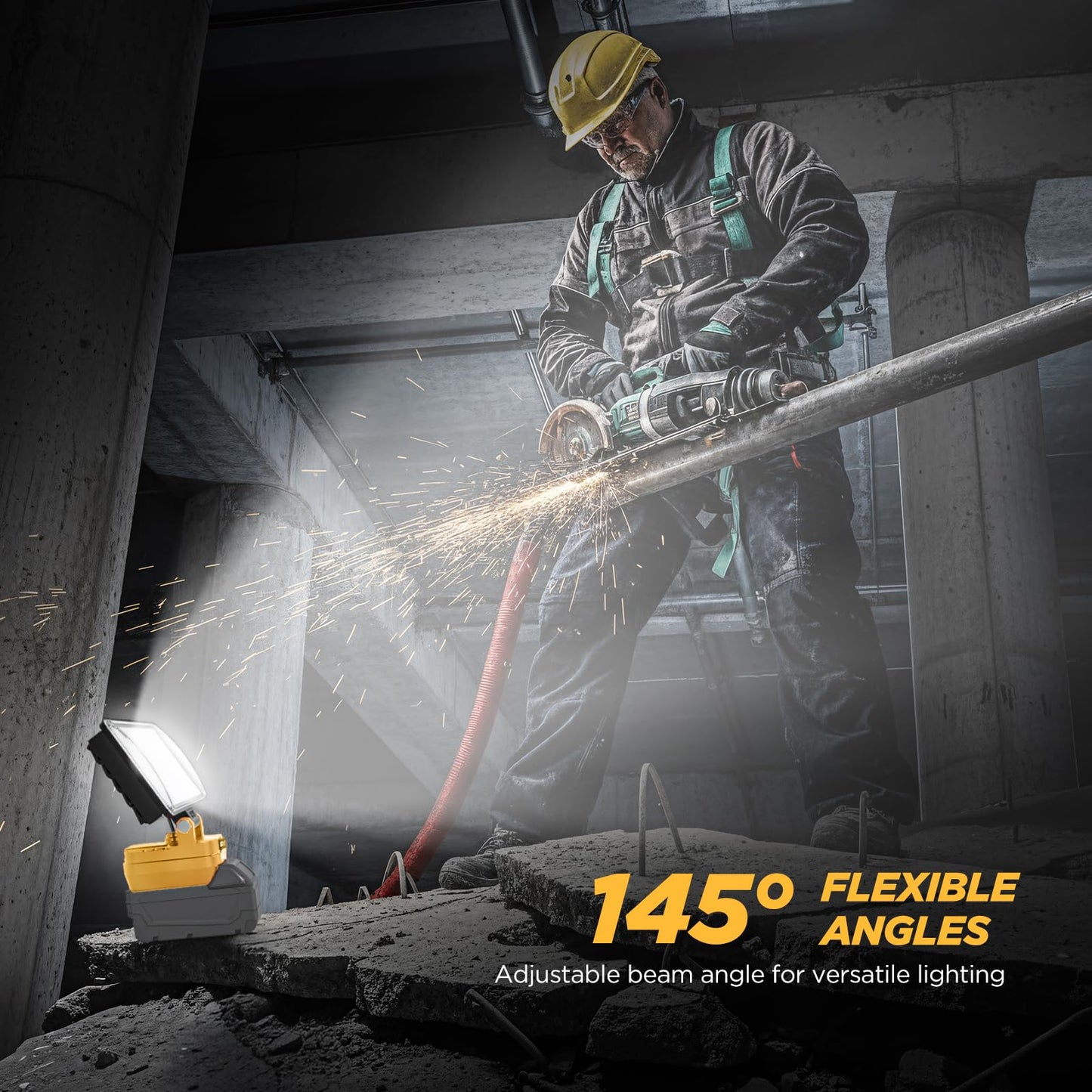 12000 Lumen 102 LED Work Light Compatible with Dewalt 20V Max Battery, 96W Cordless Jobsite Flood Light with Dual USB-A Charging Ports, Bright Portable Outdoor Flashlight (Battery Not Included)