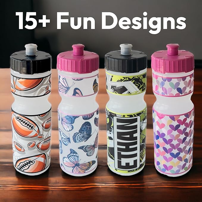 50 Strong Kids Water Bottle | 22 oz. BPA- Free Sports Squeeze Water Bottles with Pull Top Cap |Perfect Water Bottle for School | Reusable & Durable for Boys & Girls | Made in USA