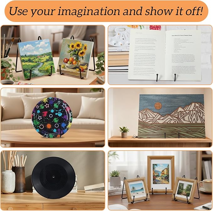 18 Pcs Plate Stands for Display, 4.5 in Metal Plate Holders Display Stands Can Be Used for Picture Stand, Book Stands for Display, Plate Display Stands, Easel, Photo Frame Stands, Plaque Stands, Black