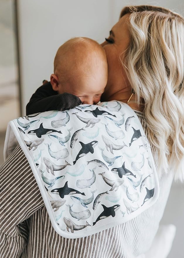 Copper Pearl Premium Baby Burp Cloths - 3-Pack Large Cotton Burp Cloths, Extra Soft Spit Up Rags with 3 Absorbent Layers, Perfect for Baby Boy Gifts (21" x 10" Size, Kai Set)