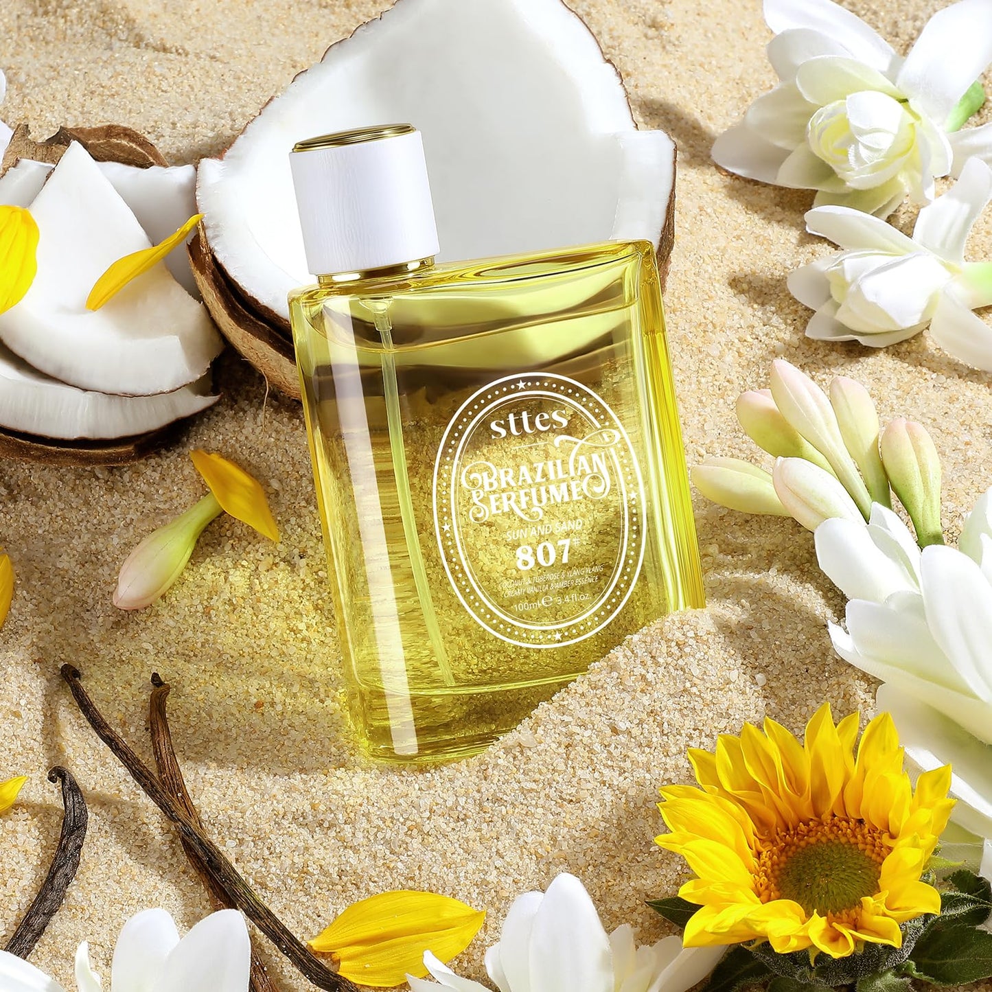 Sttes Perfume 807# (SUN AND SAND) – Eau De Parfum 100ml (3.4 fl oz) – Coconut Milk, Warm Sand, Vanilla