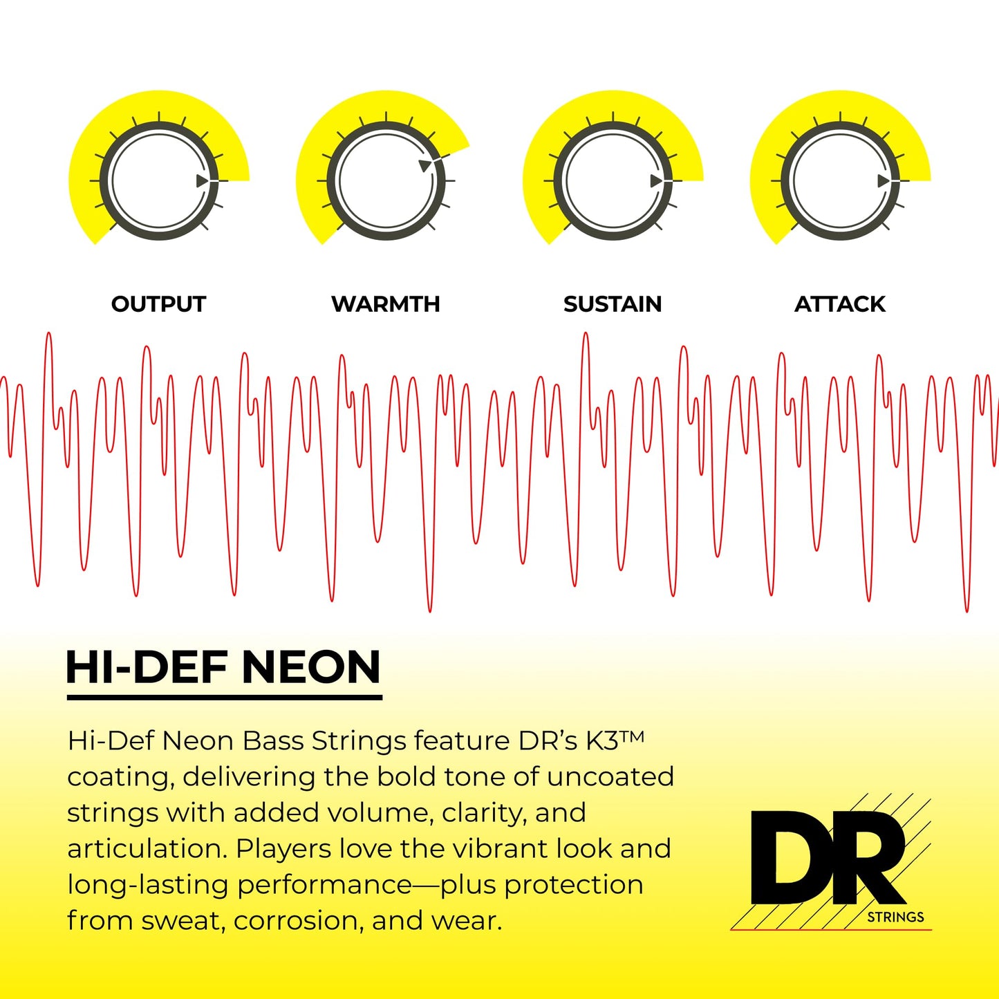 Dr Strings Ngb5-45 Hi-Def Neon Green K3 Coated Bass Guitar Strings - .045-.125 Medium 5-String