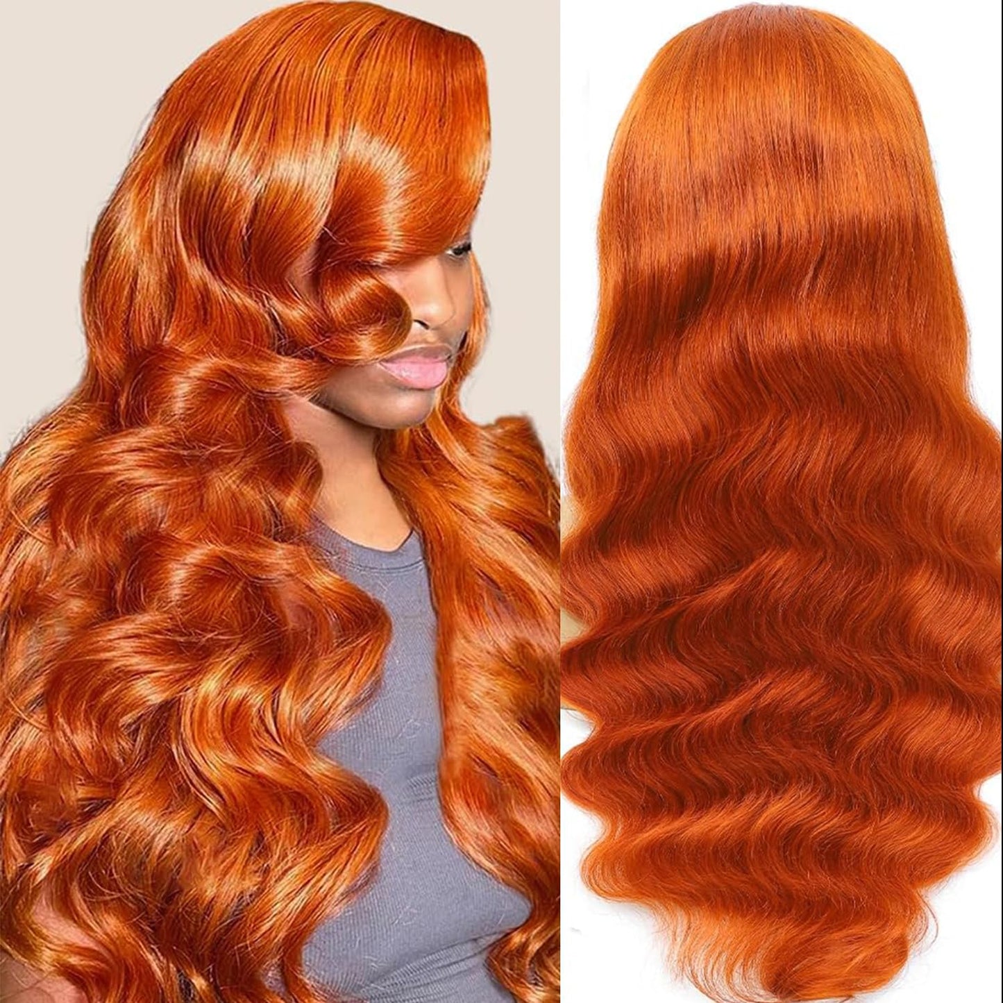 Shciyair Ginger Wig Human Hair 13x4 HD Lace Front Wigs Human Hair Pre Plucked With Baby Hair 200 Density Ginger Body Wave Human