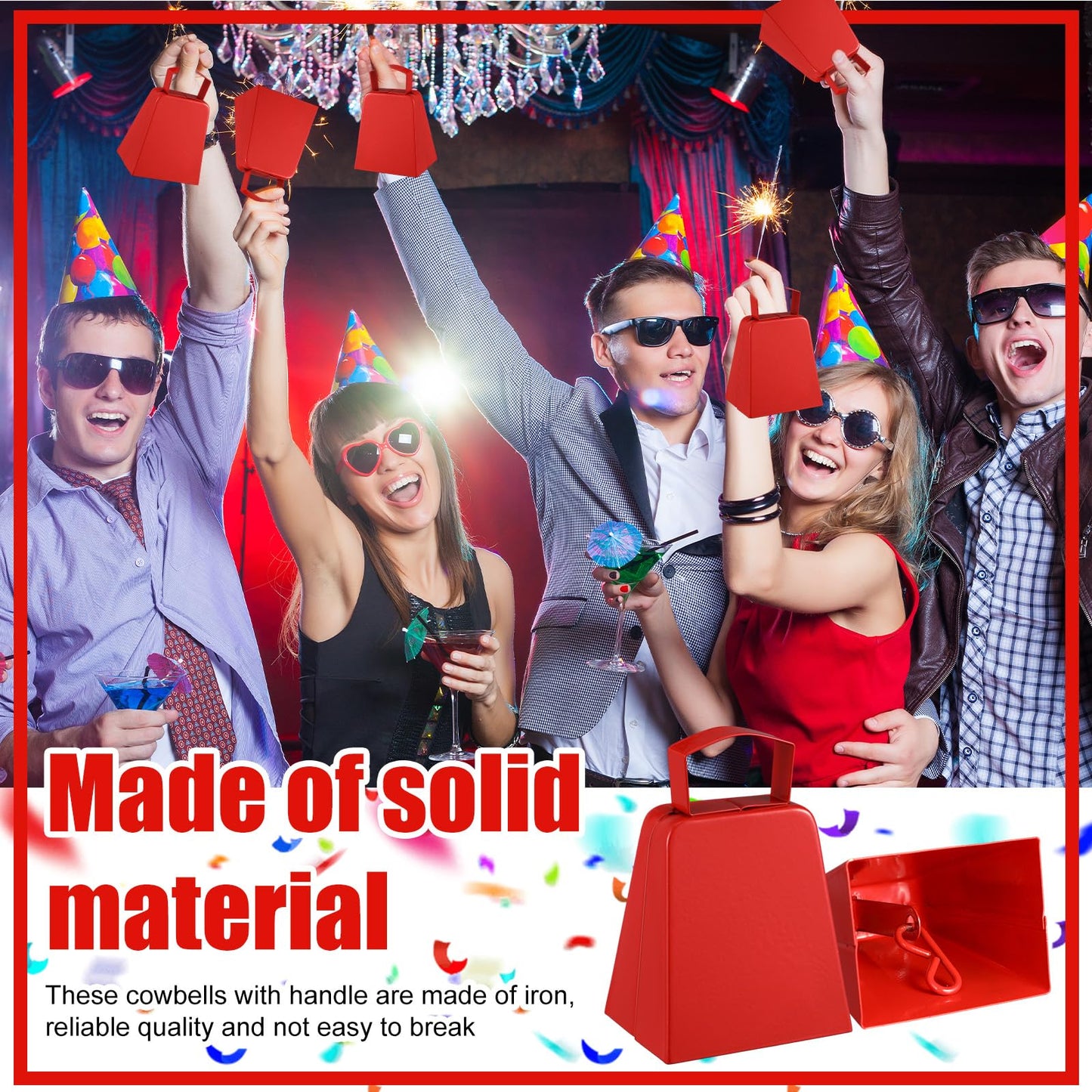 Boao 12 Pack Metal Cowbells With Handle 4 Inch Cow Bells Noise Makers Hand Percussion Cowbells Loud Cheering Bells For Sporting