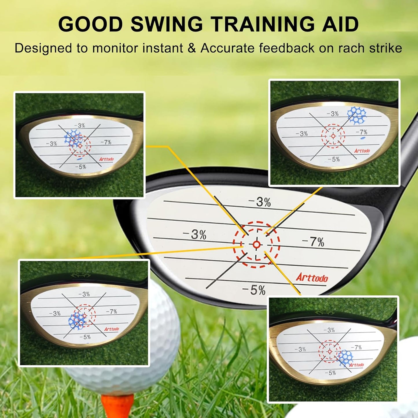 Golf Impact Tape, Golf Club Impact Stickers for Iron, Wood, Putter, Improve Golf Swing Accuracy and Distance, Swing Training Aid Impact Labels
