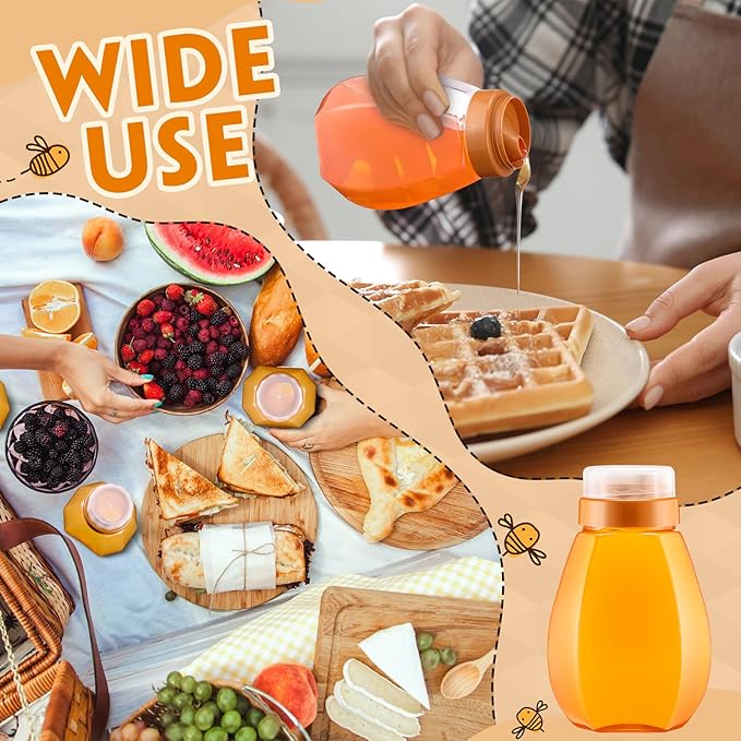 Layhit 20 Pieces 32 oz Plastic Honey Jars Clear Plastic Honey Bottles with Lids Container Dispenser with Flip Lid Empty Squeeze Bottle for Easy Storing and Dispensing (Modern)