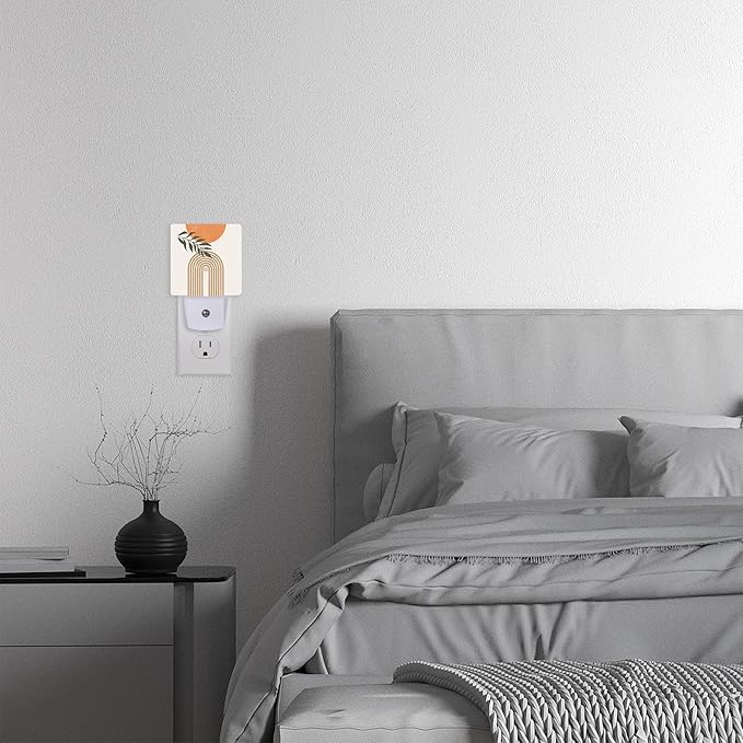 Night Light Plug into Wall,Boho Sun and Leaves Night Light with Dusk to Dawn Sensor Night Light for Kid Girls Boys Women Men Room Decor,Hallway,Kitchen,Bathroom,Nursery,Stairs