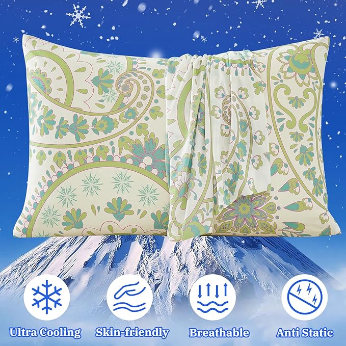 Cooling Pillow Cases for Hot Sleepers - Double Side Arc-Chill Q-Max>0.5 Cooling Fiber Cool Pillow Cases 2 Pack - Breathable Soft Cold Pillow Cases with Hidden Zipper (20" x 26")