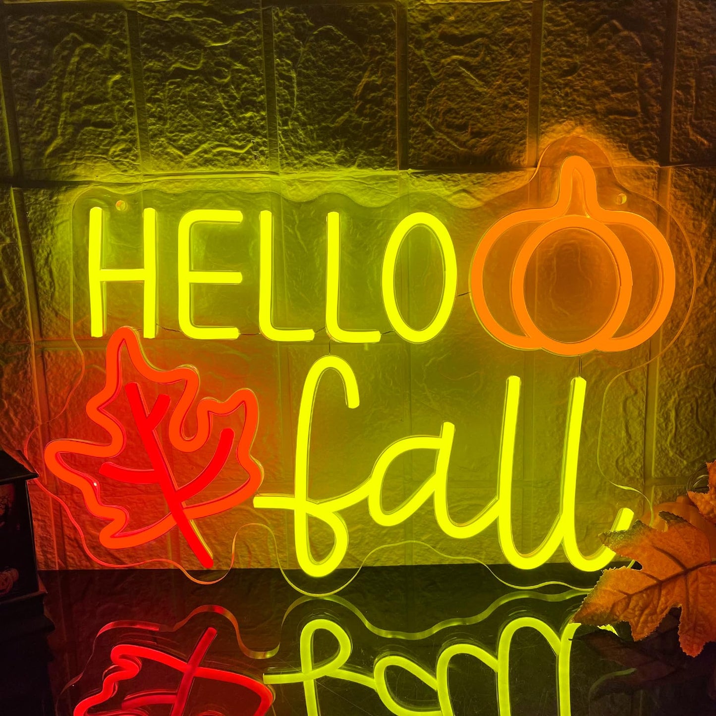Hello Fall Neon Sign  Dimmable Autumn Neon Lights With Maple Leaf For Wall Decor  Fall Pumpkin Led Light Up Signs For Thanksgiving Autumn Theme Party Backdrop Halloween Wedding Birthday Presents