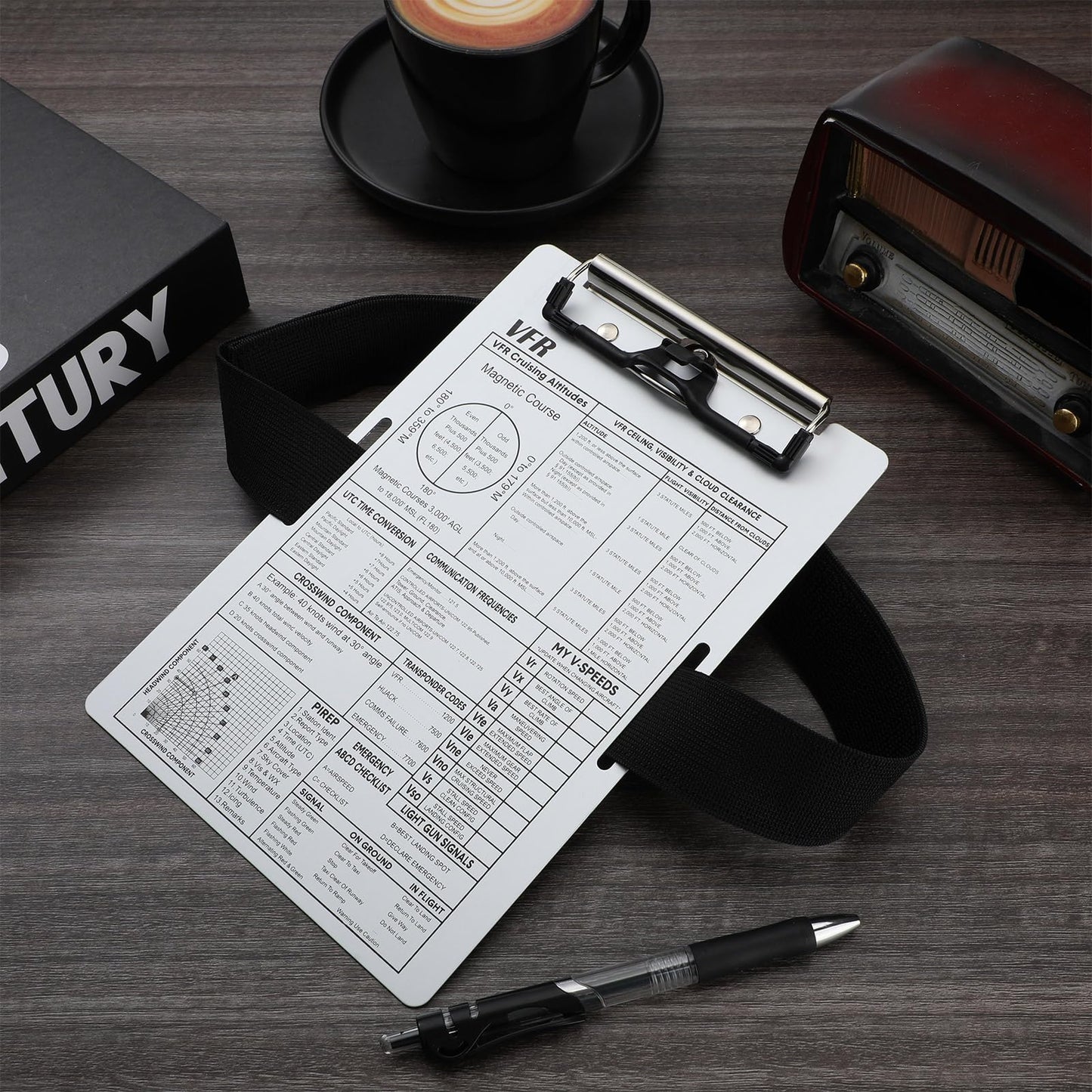 Feifeiya Aluminum Pilot Kneeboard Vfr Aviation Knee Boards Notepad Pilot Writing Board With Pen Holder And Elastic Strap For Pil
