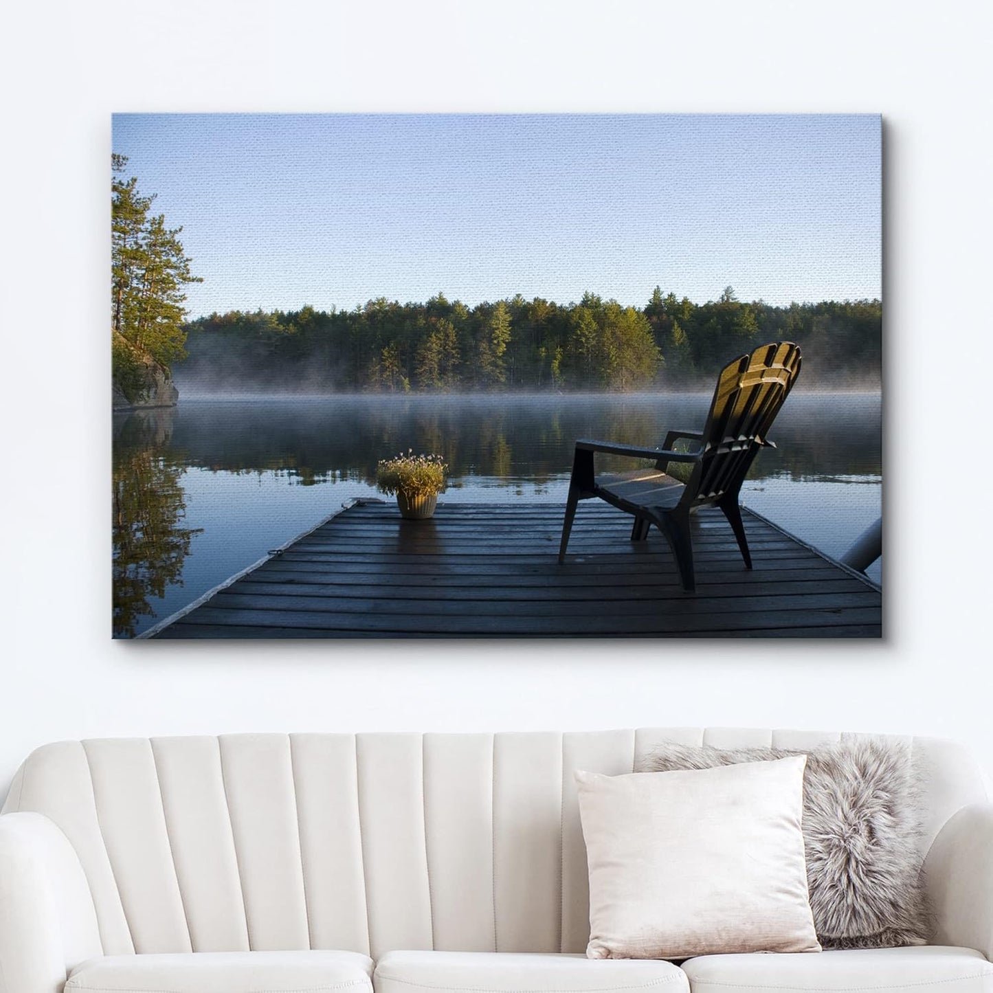 wall26 Canvas Print Wall Art View of The Lake at Dawn Nature Wilderness Photography Realism Rustic Scenic Relax/Calm Multicolor Zen Colorful for Living Room, Bedroom, Office - 12"x18"