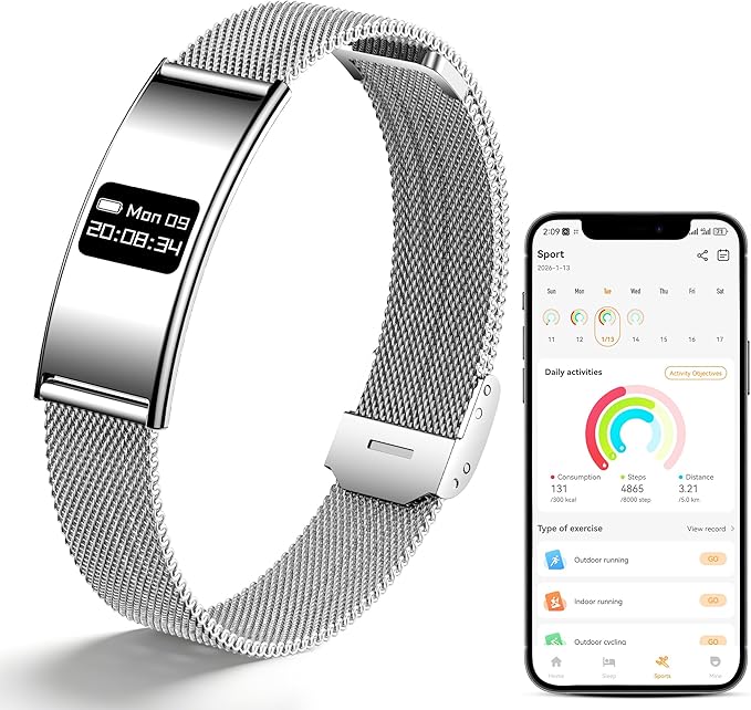 Irondance Smart Bracelet for Women Men, Activity & Fitness Trackers/SpO2/Heart Rate/Sleep Stress/1ATM Waterproof,Automatic...