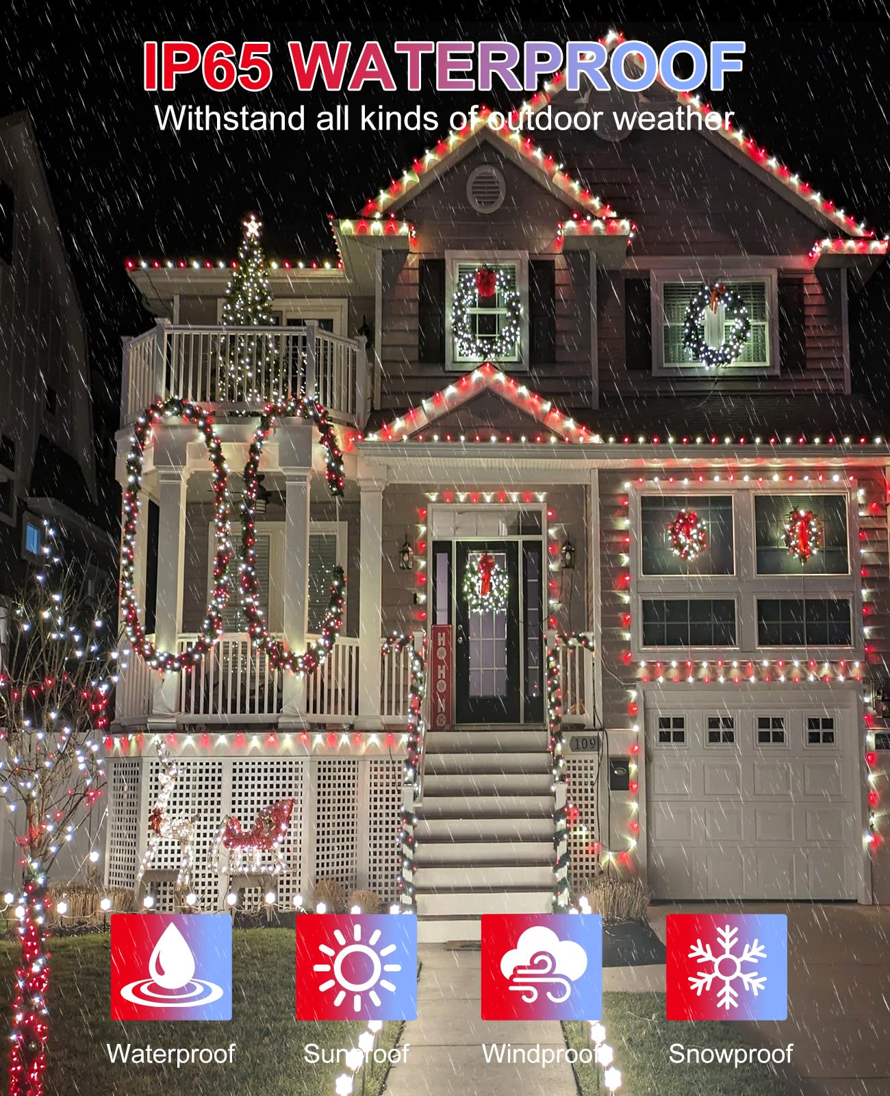 Red White Christmas Lights Outdoor  80Ft 240 Led Christmas Tree Lights Waterproof Plug In  8 Modes Connectable Christmas Decorations Green Wire For Indoor Bedroom Xmas Patio Party
