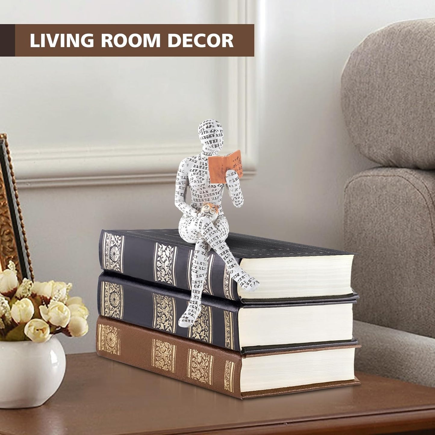 GRAPMKTG Home Decor Pulp Reading Women Thinker Statue Aesthetic Sculpture Room Decor Modern Abstract Decoration on Shelf Table Desk for Living Room Office Bedroom 6 Pack Set