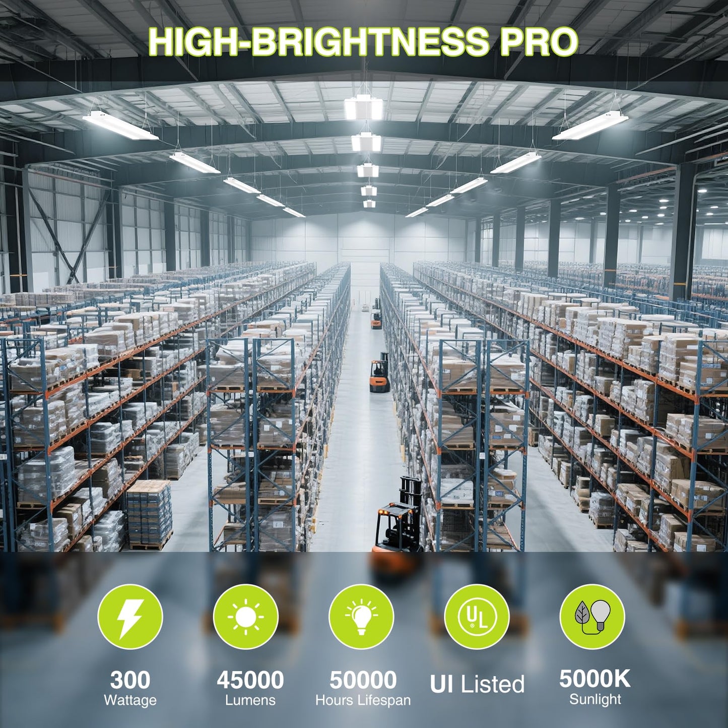 Led Linear High Bay Shop Light With Motion Sensor 300W  Larger Central Lighting Area  45000Lm  120-277V  0-10V  5000K  Commercial Linear High Bay Led Shop Lights For Warehouse Industrial  4 Pack  Ul