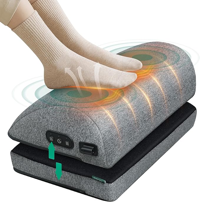 Snailax Heated Foot Rest Under Desk at Work, FSA Eligble Desk Foot Stool with Heat & Vibration Massage, Adjustable Height,...