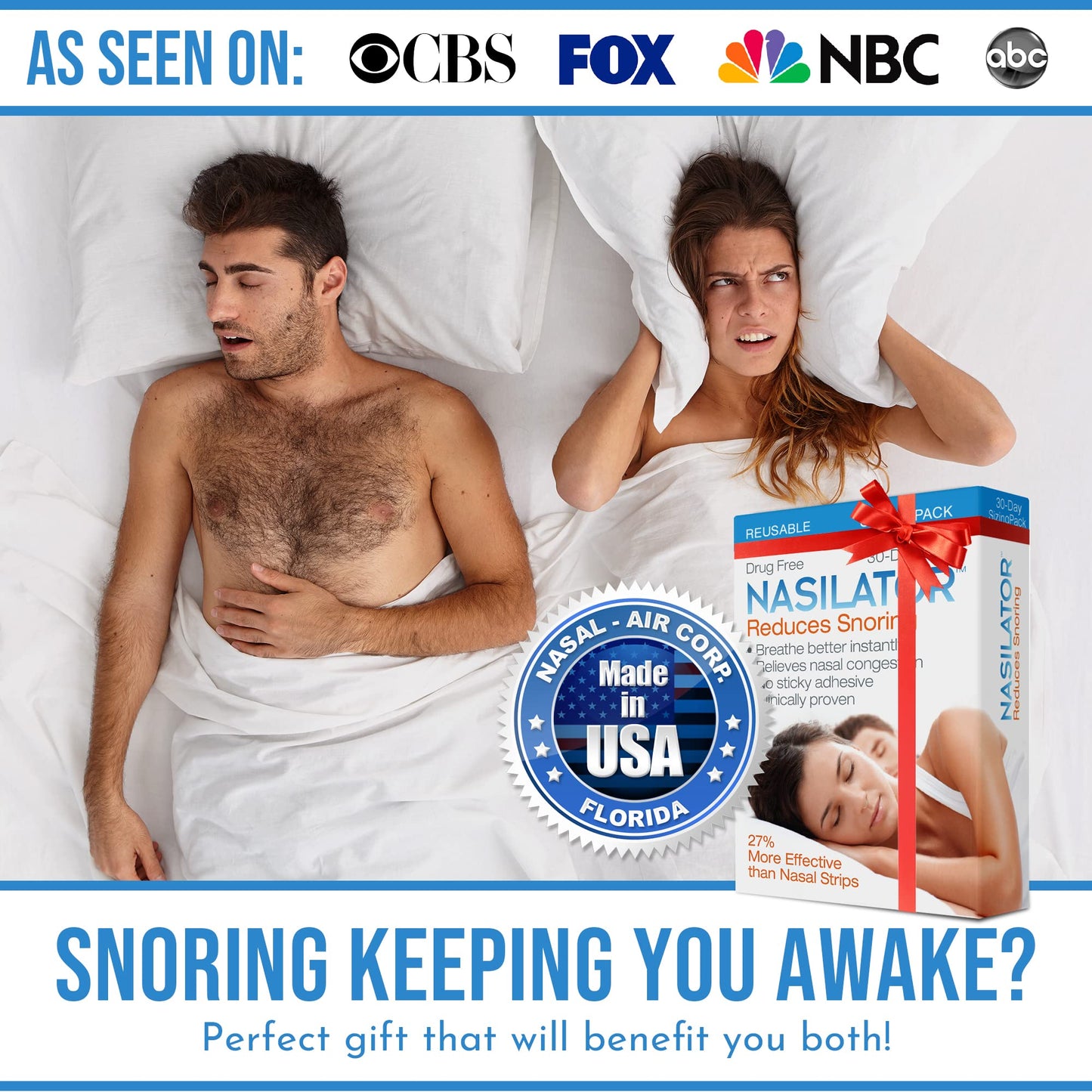 Made in USA! Nasilator Anti-Snoring Devices - Soft and Flexible Nasal Dilators | Improves Breathing & Sleeping | Snoring Solution | Reusable & Better Than Nasal Strips Pack of 4 (Medium)