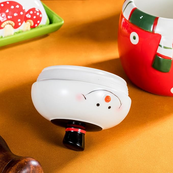 Christmas Snowman Ceramic Cookie Jar – Large Holiday Treat Storage Container with Lid – Festive Kitchen Countertop Decoration