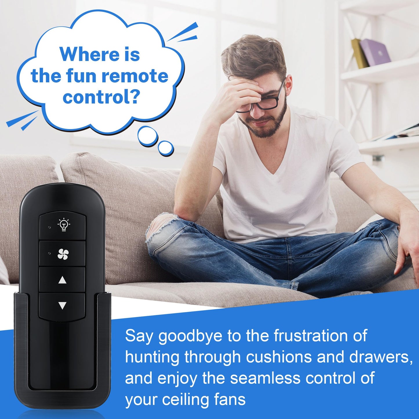 Saillong 2 Pack Ceiling Fan Remote Control Holder With Screws Wall Mount Fan Remote Bracket (Black)