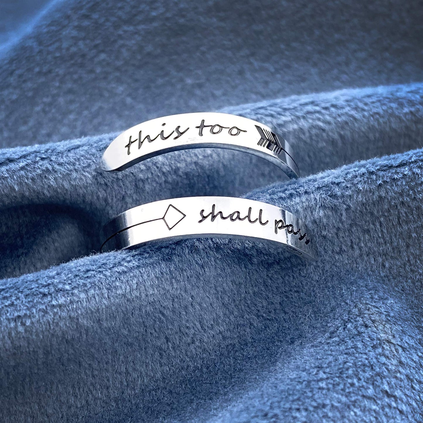 Vrycot This too Shall Pass Adjustable Stainless Steel Silver Inspirational Opening Cute Hiphop Band