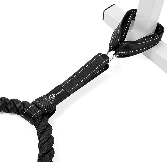 Battle Rope Anchor Strap Kit | Heavy Duty Reinforced Nylon | Easy and Fast Setup | Stops Rope Damage | Stainless Steel Car...